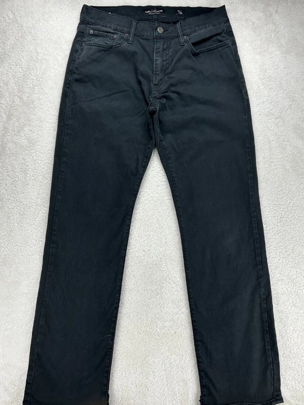 Lucky Brand‎ 363 Straight Jeans Mens 30x32 Black Denim Hem Slits Stretch